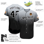 Custom Gray Black-White Authentic Fade Fashion Baseball Jersey