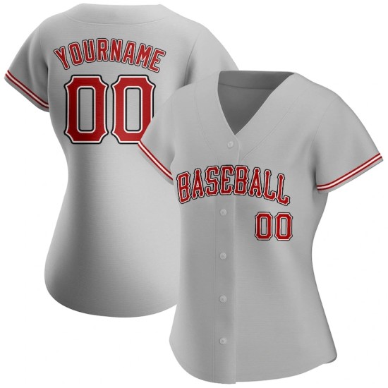 Custom Gray Red-Black Authentic Baseball Jersey