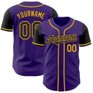 Custom Purple Black-Gold Authentic Two Tone Baseball Jersey