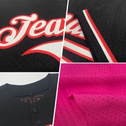 Custom Pink White-Purple Mesh Authentic Throwback Baseball Jersey