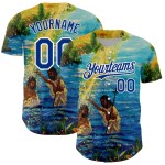 Custom Royal White 3D Pattern Design Religion Jesus Christ Authentic Baseball Jersey