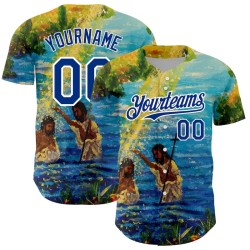 Custom Royal White 3D Pattern Design Religion Jesus Christ Authentic Baseball Jersey