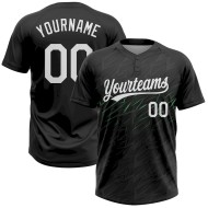 Custom Black White-Neon Green 3D Pattern Two-Button Unisex Softball Jersey