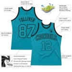 Custom Teal Teal-Black Authentic Throwback Basketball Jersey