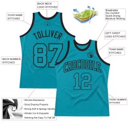 Custom Teal Teal-Black Authentic Throwback Basketball Jersey