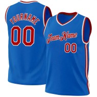 Custom Blue Red-White Authentic Throwback Basketball Jersey