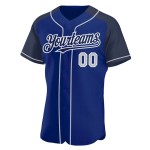 Custom Royal Gray-Navy Authentic Raglan Sleeves Baseball Jersey