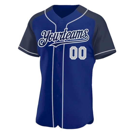 Custom Royal Gray-Navy Authentic Raglan Sleeves Baseball Jersey
