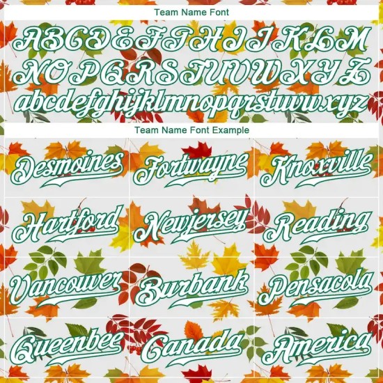 Custom White White-Kelly Green 3D Pattern Design Autumn Leaves Authentic Baseball Jersey