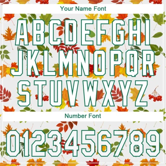 Custom White White-Kelly Green 3D Pattern Design Autumn Leaves Authentic Baseball Jersey