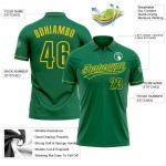 Custom Kelly Green Kelly Green-Yellow Performance Vapor Golf Polo Shirt Custom Kelly Green Kelly Green-Yellow Performance Vapor Golf Polo Shirt