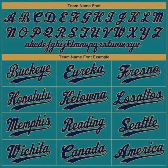 Custom Teal Navy-Old Gold Authentic Baseball Jersey