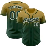 Custom Old Gold Green-White Authentic Fade Fashion Baseball Jersey