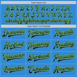 Custom Powder Blue Navy Cream-Neon Green Bomber Full-Snap Varsity Letterman Two Tone Jacket